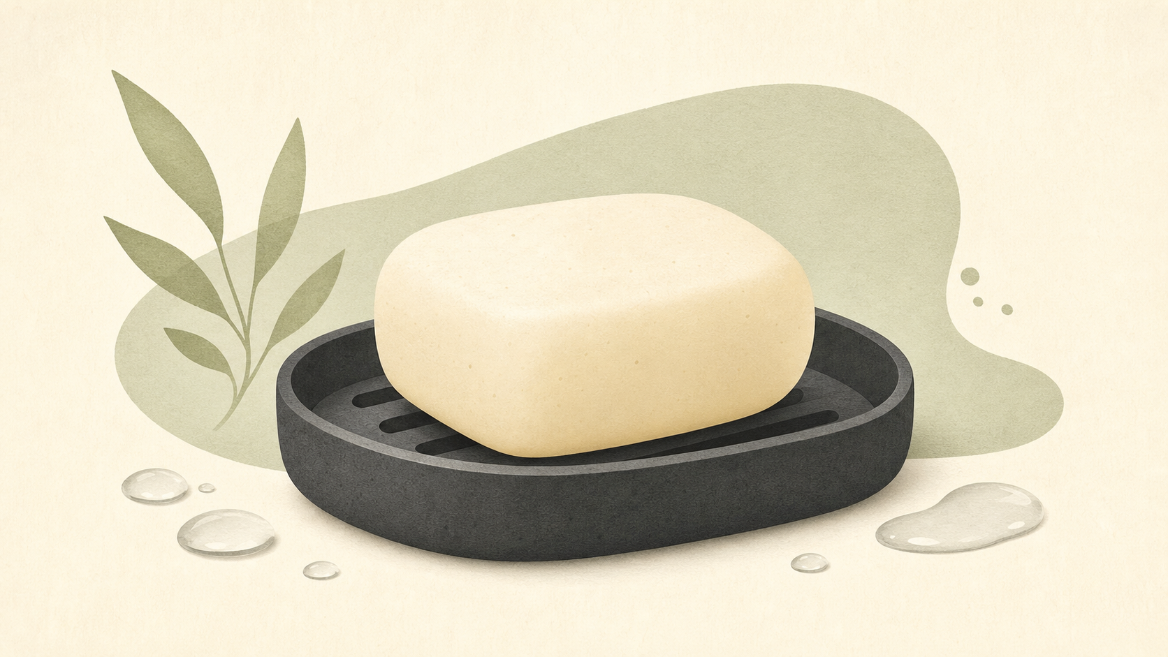 Anonymous illustration of a facial cleansing bar and soap dish