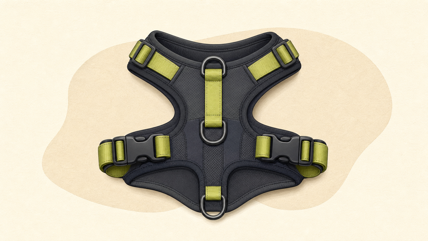 Anonymous illustration of a cushioned adjustable dog harness