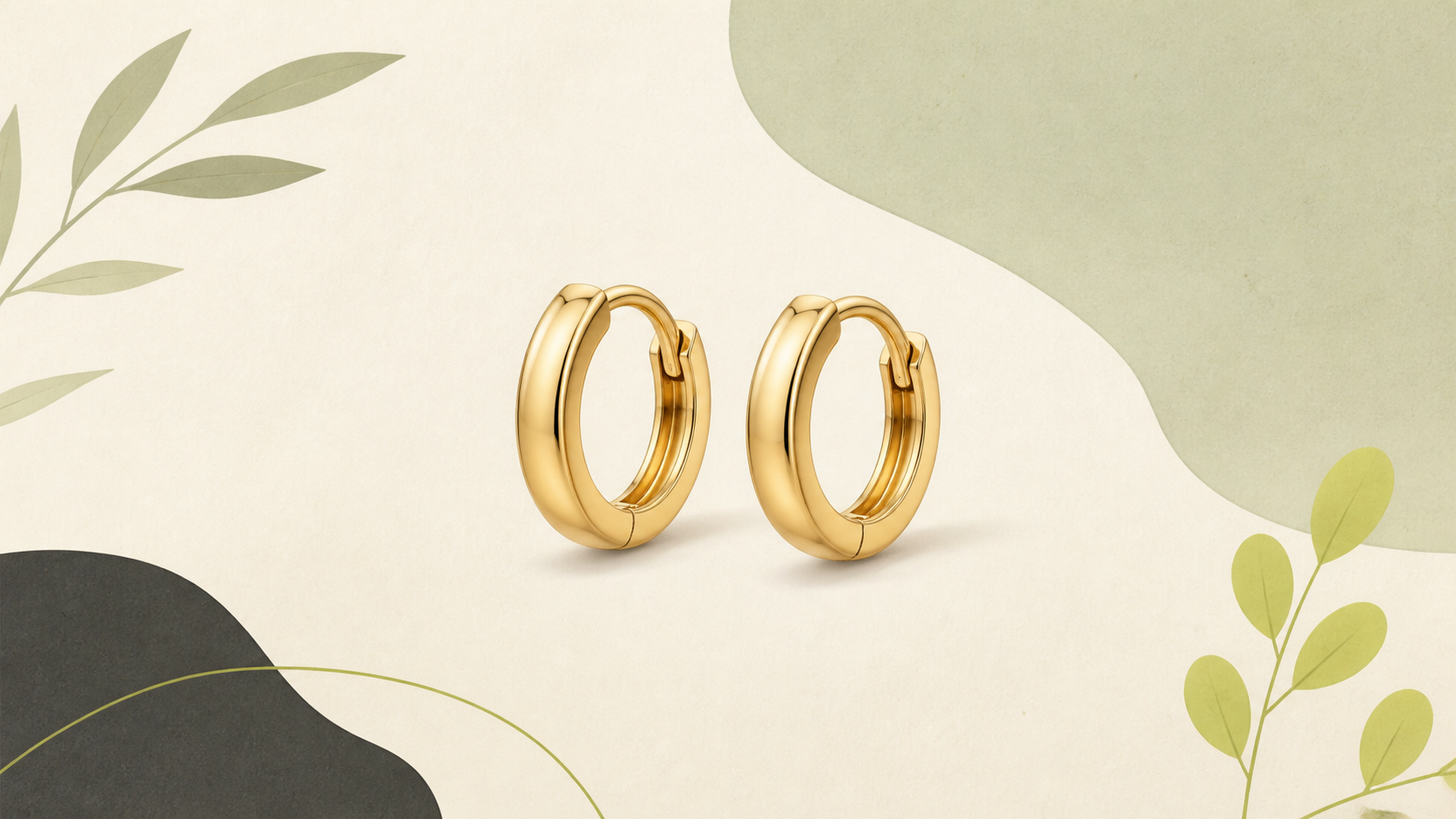 Anonymous illustration of small gold huggie hoop earrings